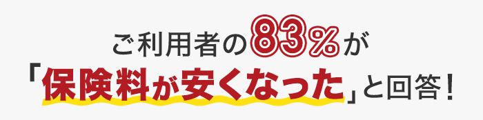 ご利用者の83%が「保険料が安くなった」と回答！